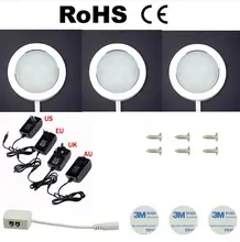 3/4/6/8PCS 1W DC12V Round Aluminum Under Cabinet Lights Kitchen Counter Showcase Lights Corridor Ceiling Spot Bulb Led Lamps