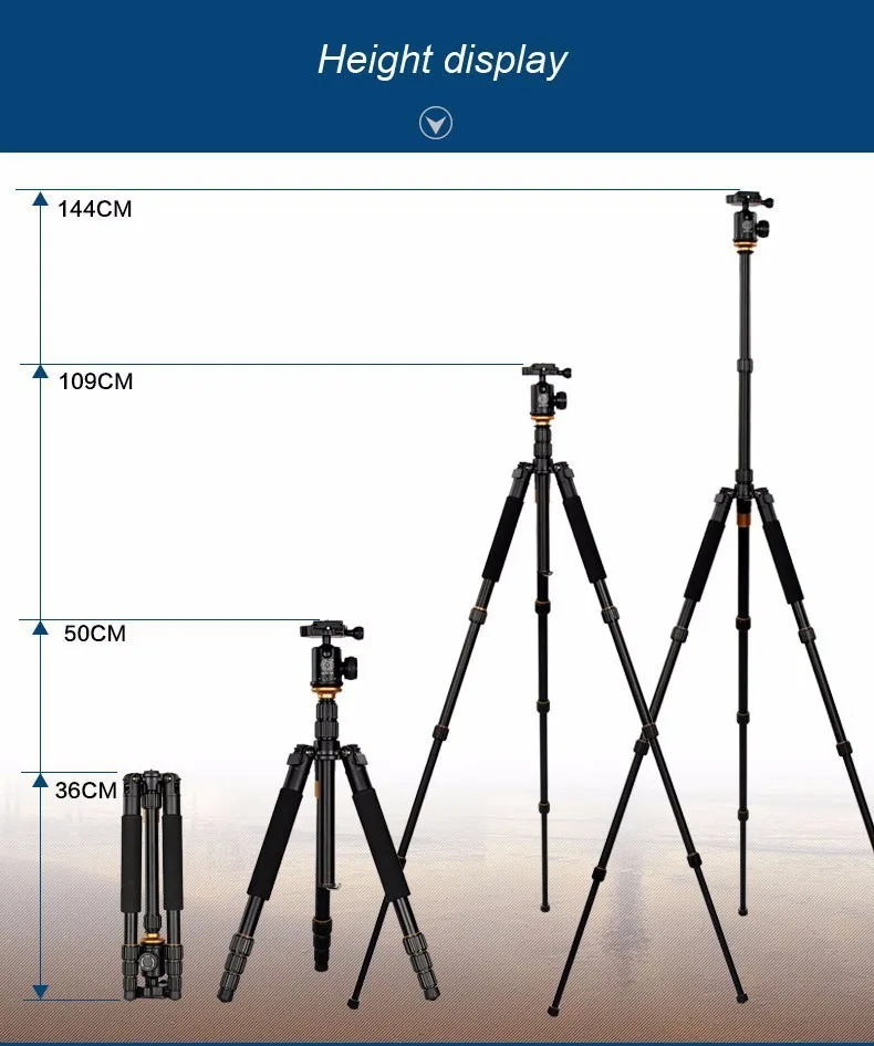 QZSD Q999S Профессиональные портативные легкие штативы DSLR тренога для камеры съемный монопод шаровая Головка дорожная сумка для треноги карман