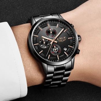 

Relogio Masculino LIGE Mens Watches Top Brand Luxury Men's Sport's Watch Men All Steel Waterproof Watch For Men Quartz Clock+Box