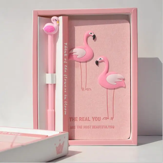 

2019 Korea Cartoon Flamingo Unicorn Notebook Gift Set For Girls Student Diary Hand Book Weekly Planner Children's Birthday Gift
