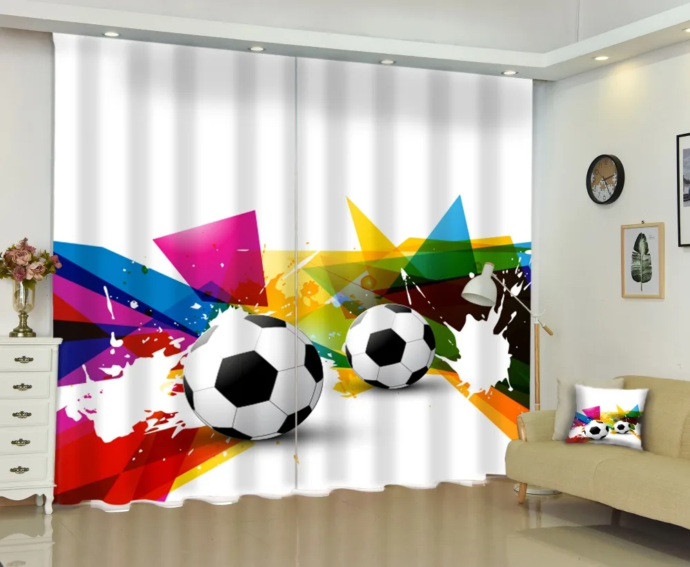

Gradient color football personality design 3D personality printing blackout curtains, screens