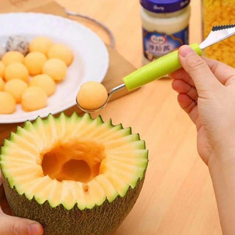 

Fashion Multi Function Stainless Steel Fruit Carving Ice Cream Scoop Spoon Kitchen Gadgets Cooking Tools Melon Scoops Ballers