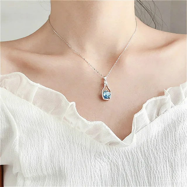 

New Women Women Fashion Popular Crystal Power Necklaces Love Drift Bottles Gift for Female Gift