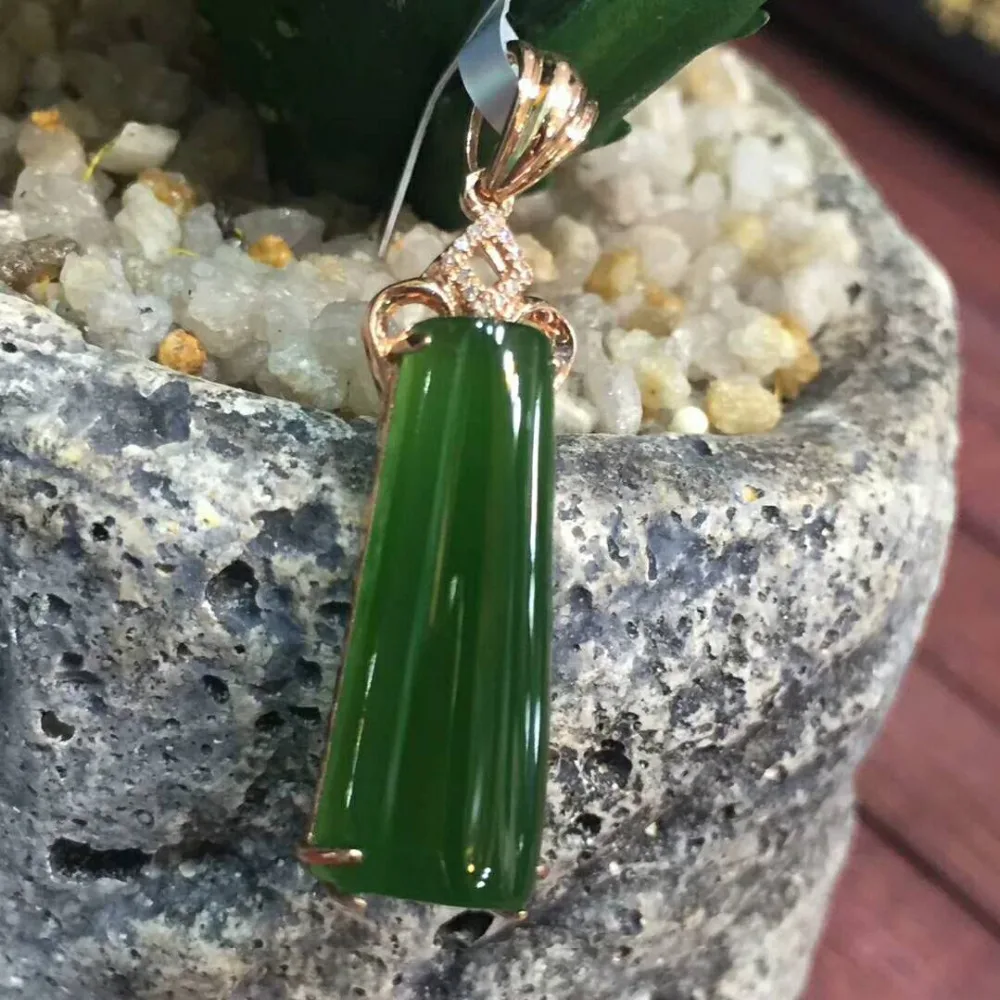 18 карат золото инкрустированные нефритовые капли и Hetian jade Jasper брендовый кулон, шпинат зеленый кулон горячий Бутик