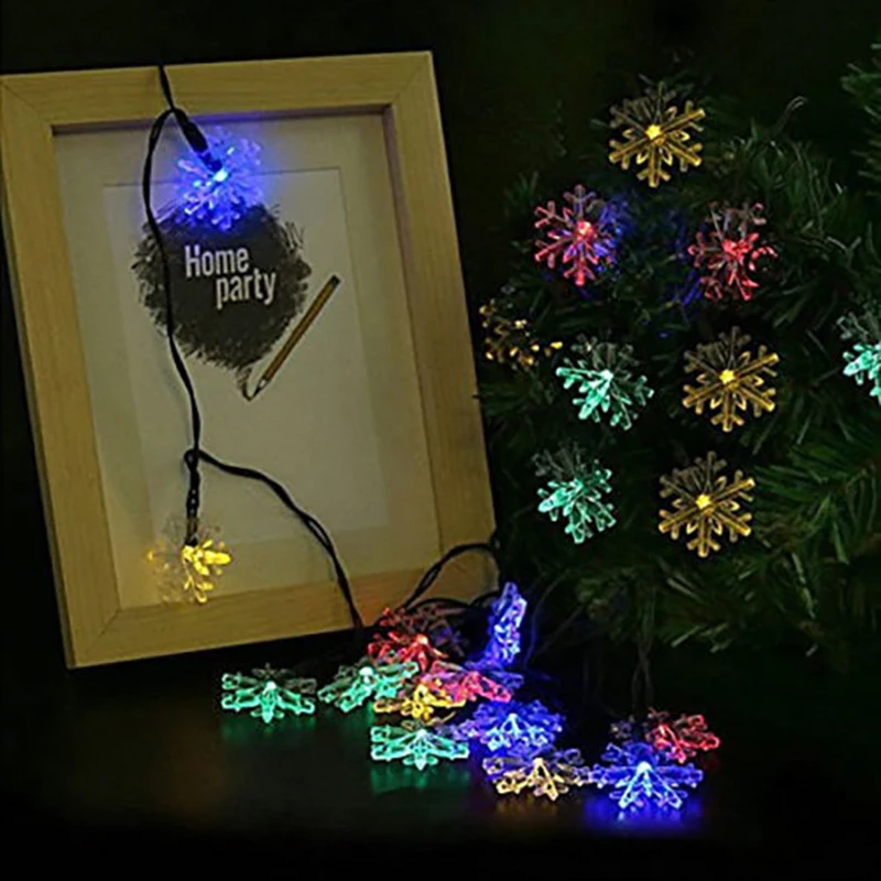 ABEDOE 9.8ft 20LED сказочные огни батарея мощность Снег Форма светодиодные гирлянды для