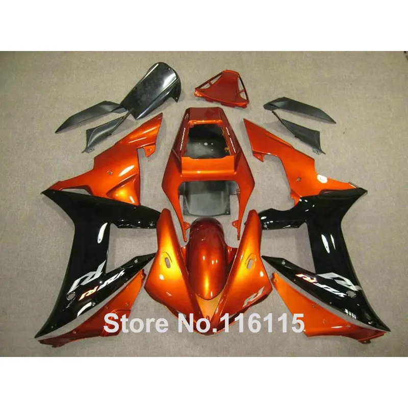 

Injection molding High quality fairings set for YAMAHA YZF R1 2002 2003 copper black motorcycle Fairing kit YZF-R1 02 03 QH98