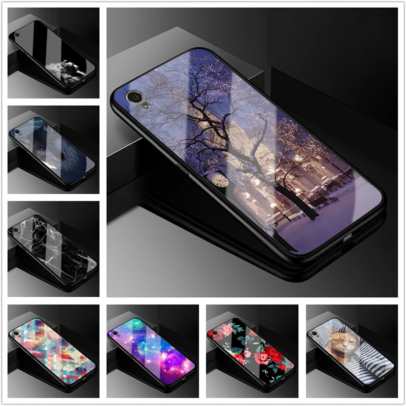 

For Oppo A37 Case 5.0'' Glass Hard Back Cover For Oppo A37 Phone Cases Black Silicone Bumper Coque For OPPOA37 A 37 A37M A37F