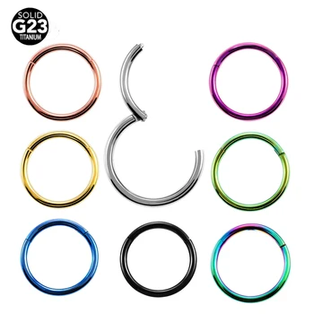 10pcs/lot 16G 14G G23 Titanium PVD Universal Piercing Segment Hinged Rings Labret Lip Nose Earrings Piercing Body Jewelry SWANJO 1 item image