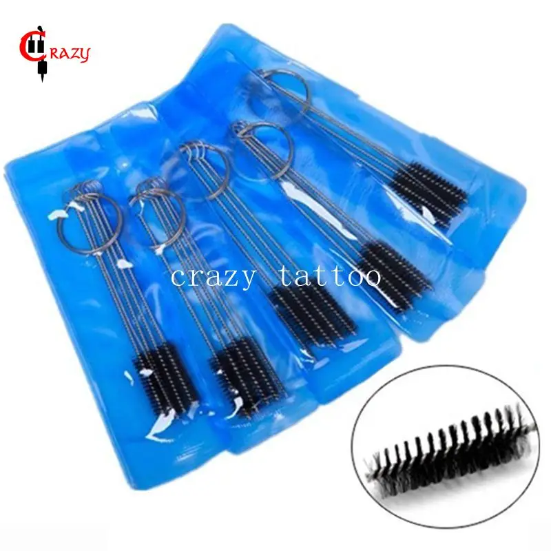 Newest 5 Sets 25Pcs Cleaning Brushes Tattoo Machine Grip Tube Tip