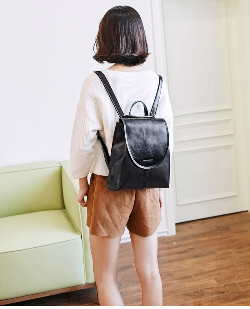 Sacs à dos en cuir véritable pour femmes sacs à dos en cuir bruni Vintage pour femmes sac à dos en cuir de vachette souple sacs de voyage pour livres scolaires sac pour dames