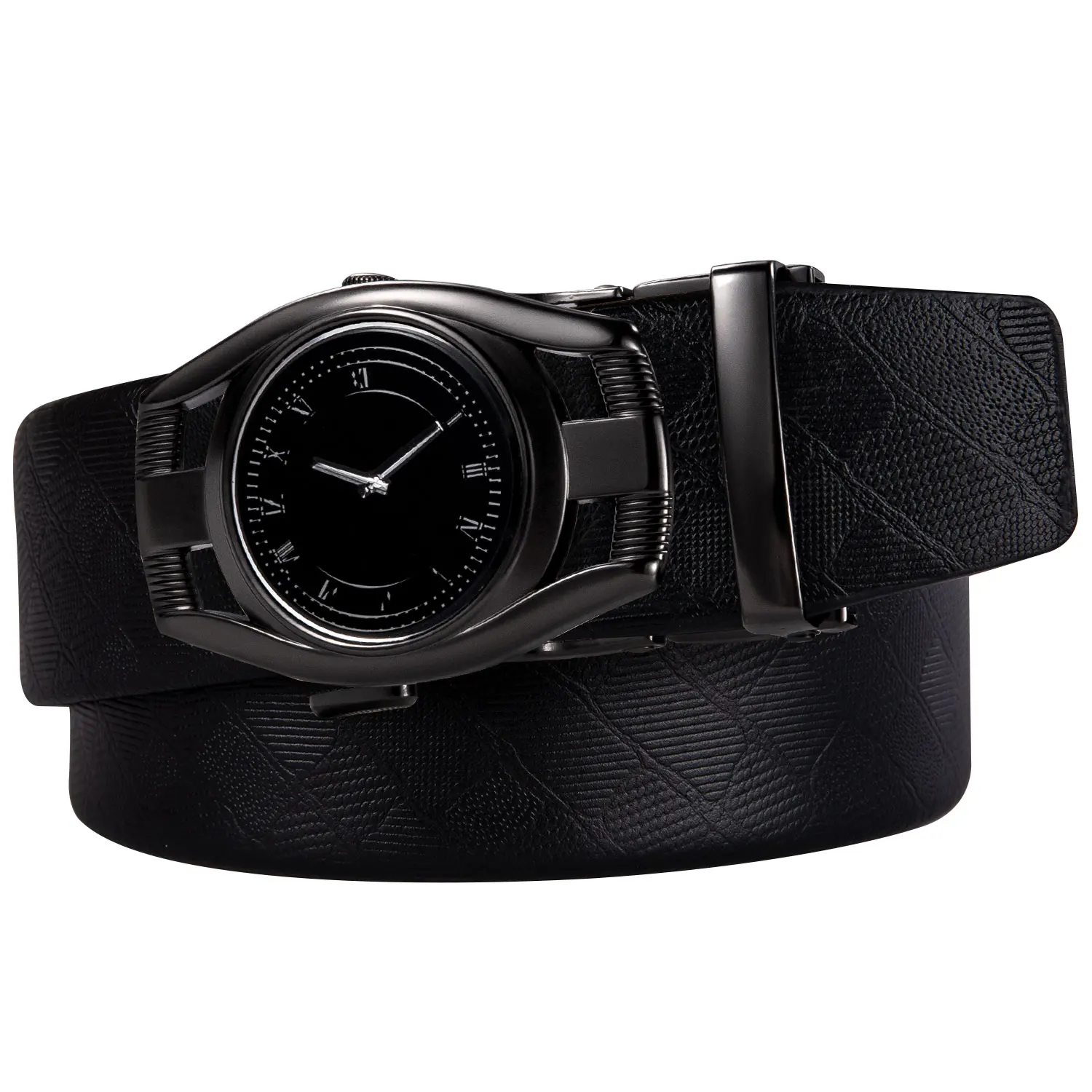 

DUBULLE New Leather Genuine Rand Fashion Time Automatic Buckle Black Genuine Leather Belt Men Belt Cowhide Belts For Men DB-2102
