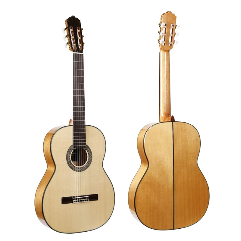 Handmade 39 inch Acoustic Flamenco guitar With Solid Spruce/Aguadze Body+STRINGS,Classical guitar AF65,2018 New arrival