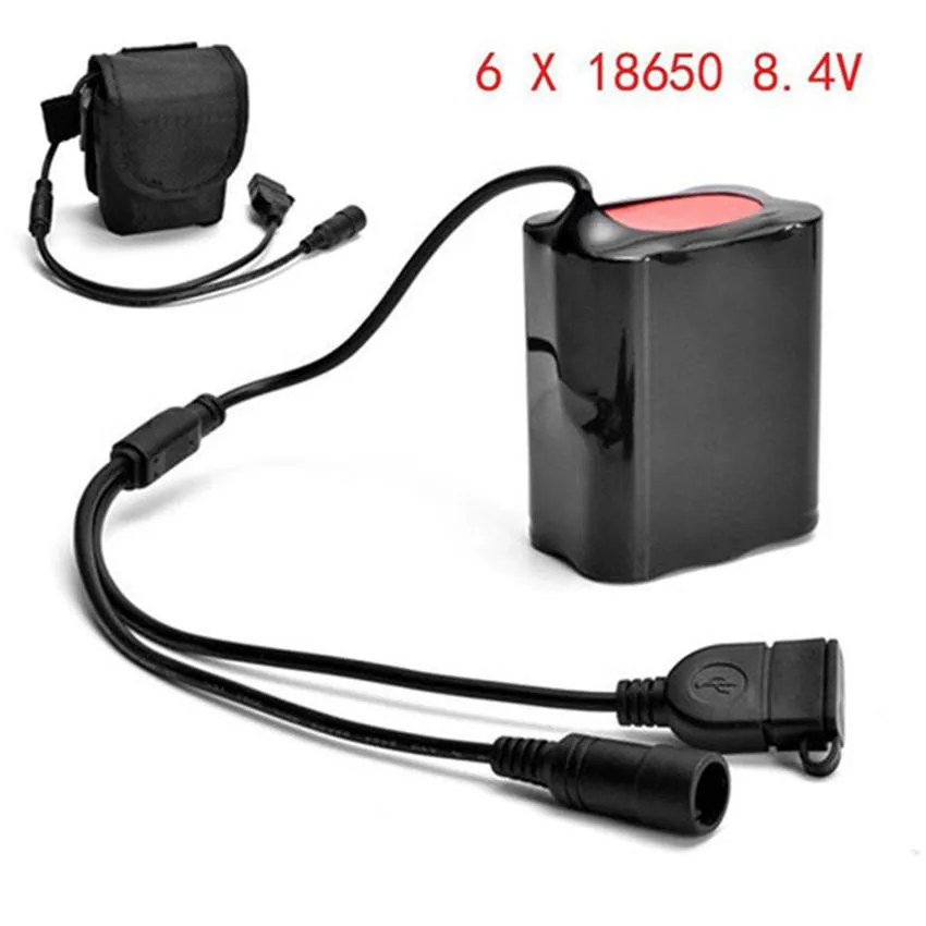 8,4 V USB Перезаряжаемый 12000 mAh 6X18650 Аккумулятор для велосипеда свет велосипедный Фонарик Аксессуары Flashight налобный фонарь DZ& 50