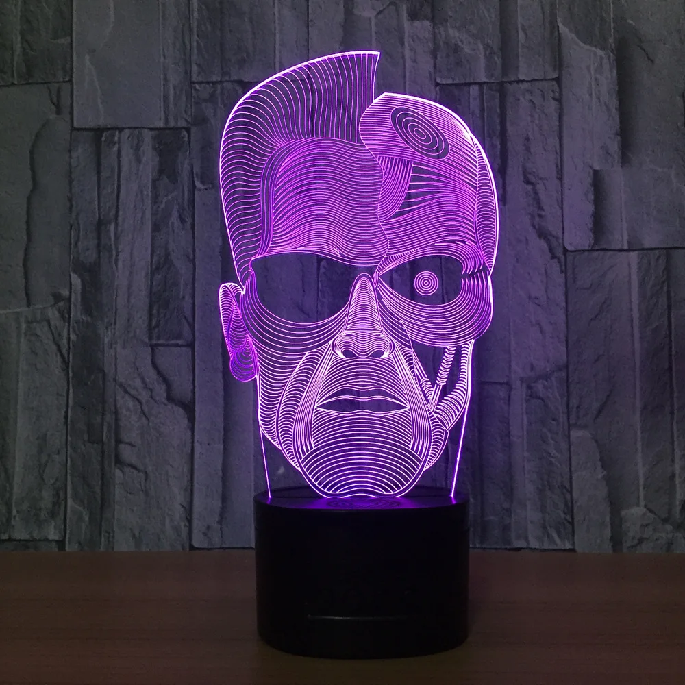 The Terminator Face 3D LED Night Light Table Lamp RGB Changing 3D Lamp