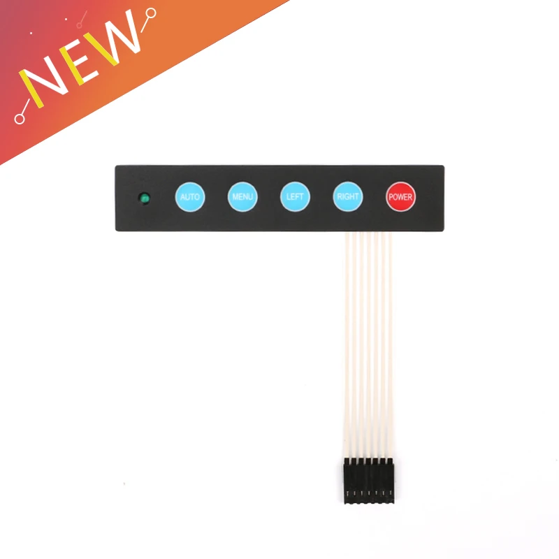 

1x5 Matrix Array 5 Key Membrane Switch Keypad Keyboard Menu Auto For Arduino with LED lamp 1/2/5/10pcs