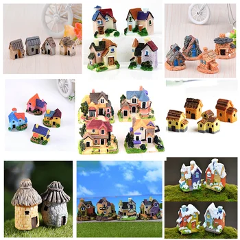 

Big House Villa Figure decorative mini fairy garden cartoon Building statue jardin miniature Moss ornaments resin craft