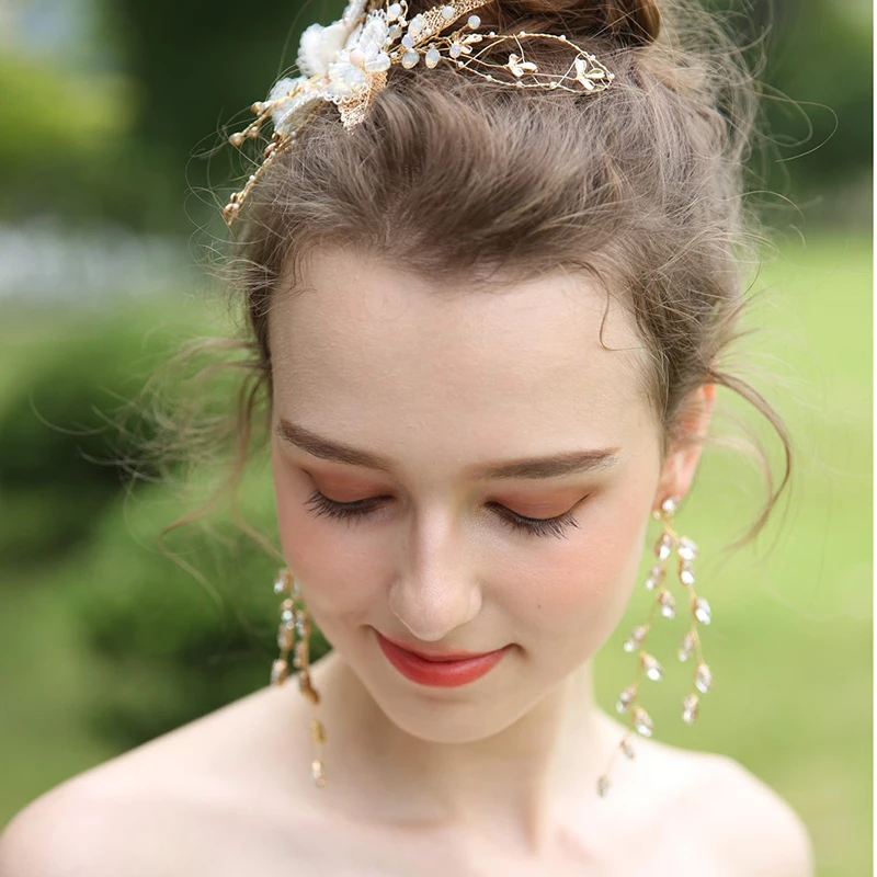 Jonnafe Модные ручной работы золотого цвета Свадебные украшения Свадебные Висячие серьги Стразы женские аксессуары