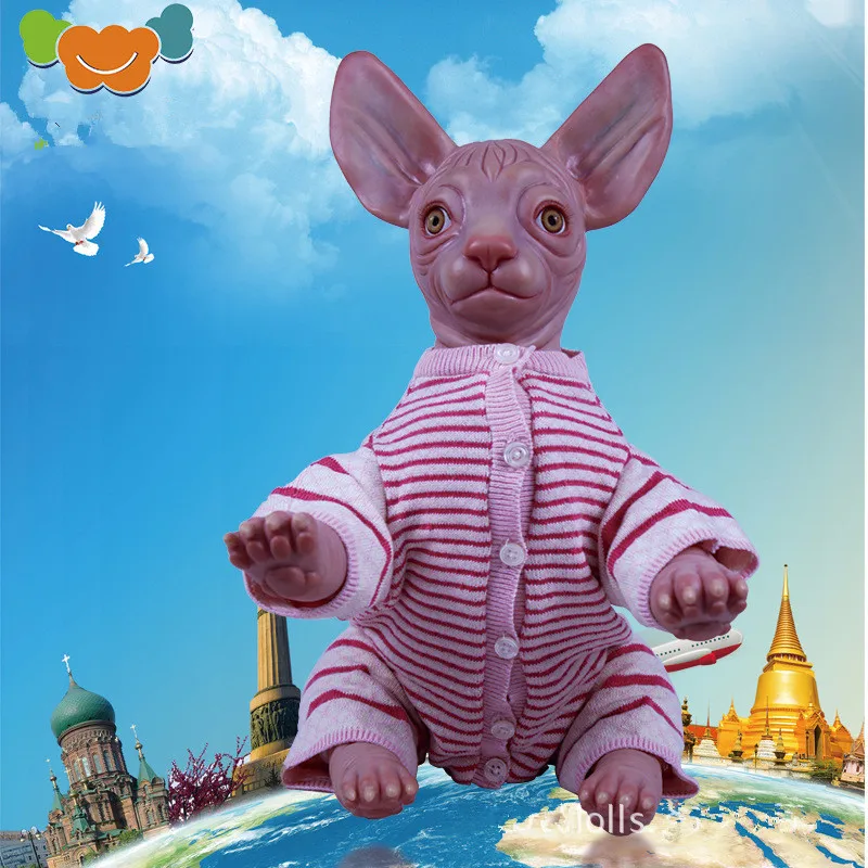 48cm Reborn dolls Sphinx Hairless Cat Realistic Vinyl Real Life Decorative Toys Dolls for Girls Toys for Girls Juguetes sphinx and the cursed mummy pc