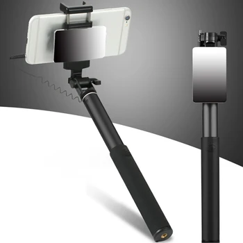 

New Arrival Extendable Handheld 360 Degree Rotating Mini Selfie Stick Cellphone Holder Foldable Wire Control Remote Shutter Rod