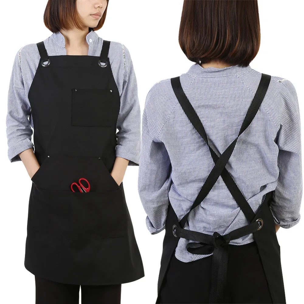 Canvas Kitchen Apron Cooking Carpenters Machinists Working Uniform with Crossed Chef Waiter Cafe Sleeveless | Дом и сад