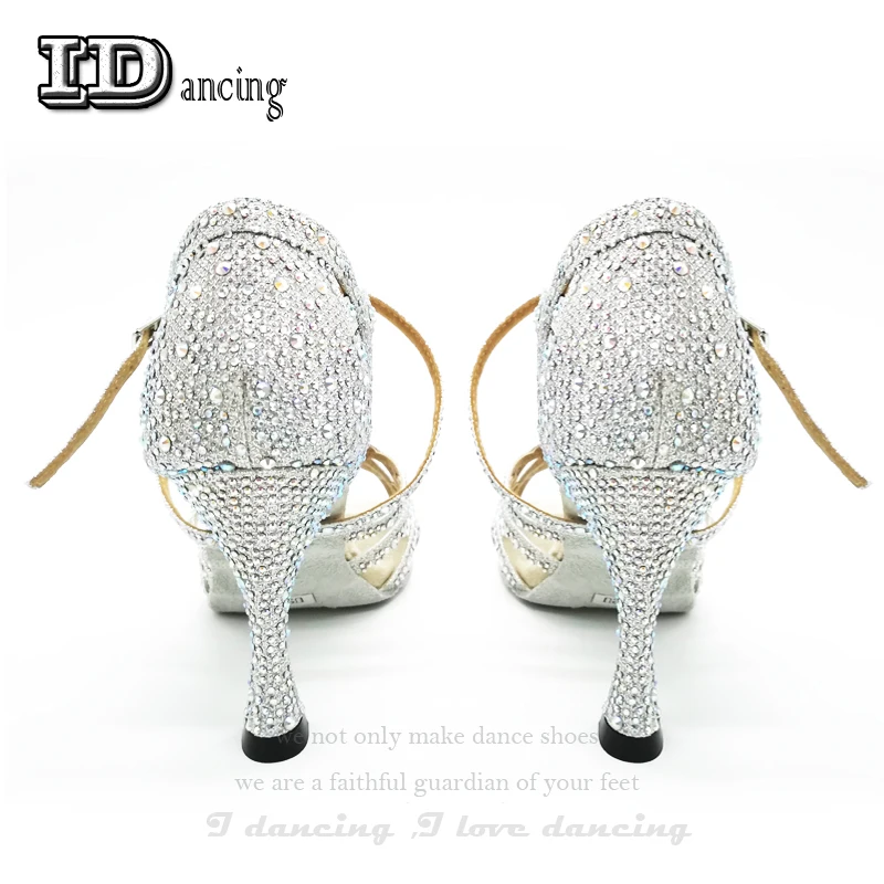 Rhinestone Latin Dance Shoes Women Salas Ballroom Shoes Pearl High Heel Waltz Software Shoes Hot Sale IDancing 