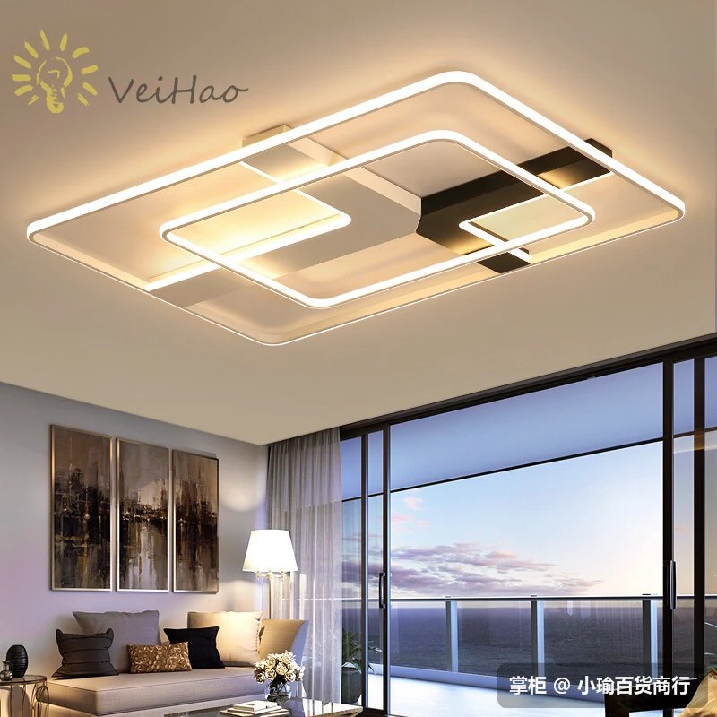 

New listing modern minimalist LED chandelier living room bedroom dining room kitchen dimming square round chandelier lighting