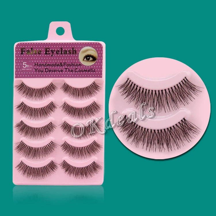 

5Pairs Handmade False Eyelashes Popular Messy Natural Paragraph Natural Black Long Fake Eye Lashes Makeup Extension Tools