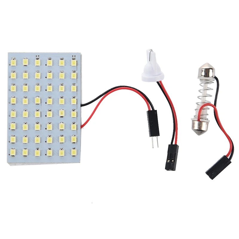 

5 x 48 White SMD LED panel 12V + T10 / BA9S Festoon base + module from 29 to 42 mm