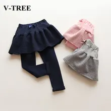 V-tree новинка модная юбка для маленькой девочки Трикотажная юбка с бантом для девочки детская пышная мини-юбка 3 цвета