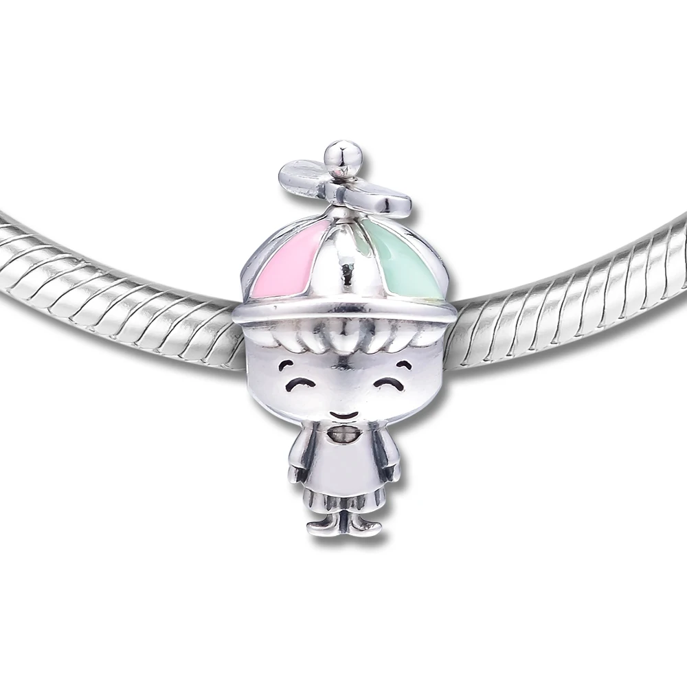 

DIY Fits for Pandora Charms Bracelets Propeller Hat Boy Beads 100% 925 Sterling-Silver-Jewelry with Mixed Enamel Free Shipping