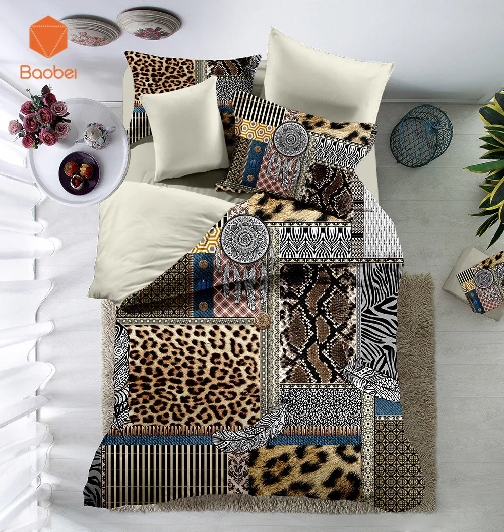 

3/4Pcs 3D Leopard print Soft Polyester bedding Sets Quilt Cover Duvetcover Pillowcase Queen Twin Printed Bedcloths sj267