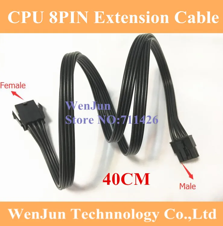 

50pcs CPU 8Pin Male to 8 Pin 2*4pin Extension Cable Supply Extension Cable Black Male to Female Power Cable 30CM/40CM/60CM 18AWG