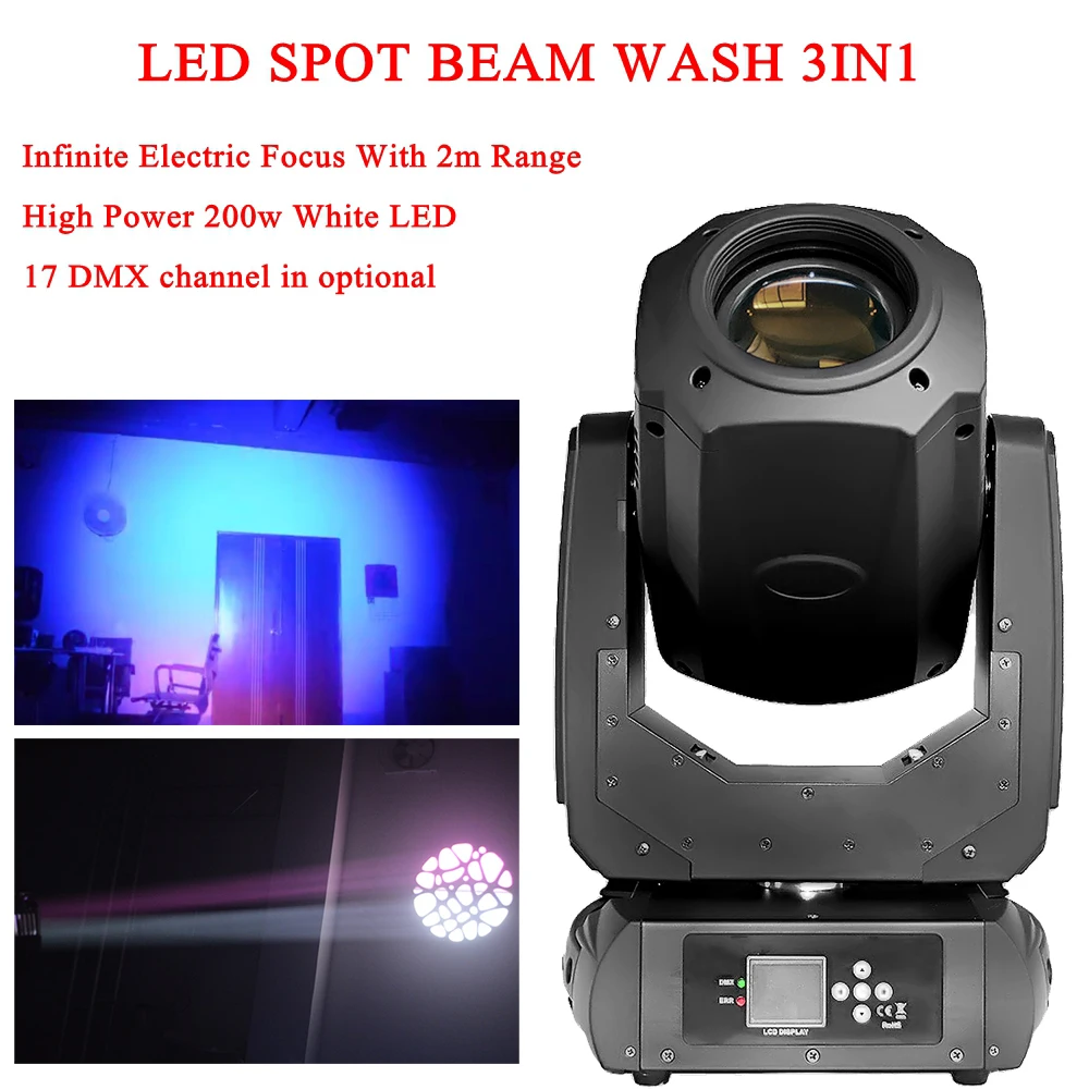 

17 Channel 200W Spot/Beam/Wash 3IN1 Moving Head Light Lyre Beam DMX Stage Light Rotated Prism Face DJ Disco Stage Party Wedding