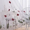 Clásico Blanco transparente bordado rojo flores cortinas tul para sala de estar Simple Pastoral ventana pantalla Voile cortina dormitorio ► Foto 2/6
