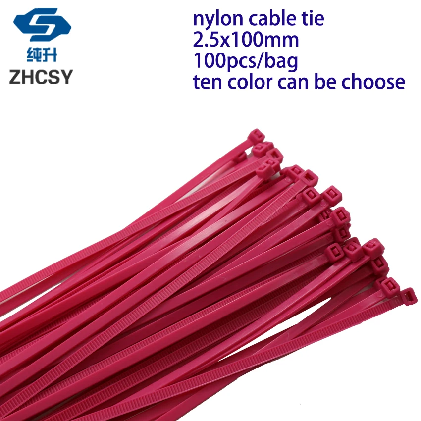 

100Pcs/pack 2.5*100mm width 2.5mm Colorful Factory Standard Self-locking Plastic Nylon Cable Ties,Wire Zip Tie