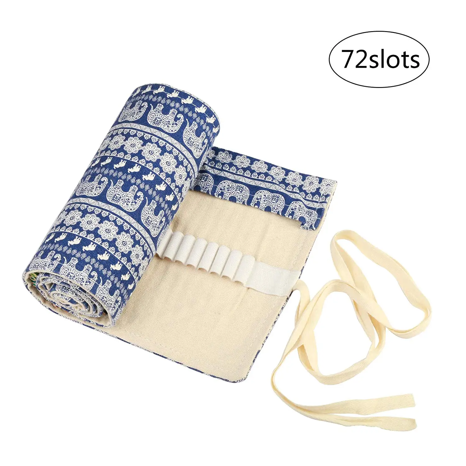 

METABLE 1PCS Canvas Pencil Wrap 72 Holes Pencil Roll Up Case Travel Pen Bag Holder Organizer Storage Pouch for Office Art Craft