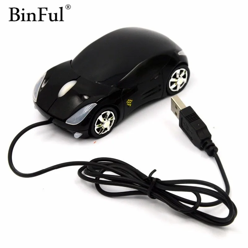 BinFul новая 3D оптическая USB Проводная мышь мыши 1600DPI в форме автомобиля для ПК