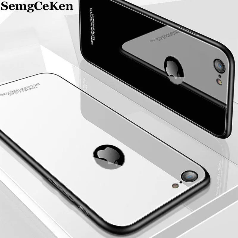 SemgCeKen роскошный стеклянный зеркальный чехол для iPhone 5 5S SE 6 s 6s 6plus 7 plus 7 plus 8 8 plus силиконовый Жесткий чехол для телефона