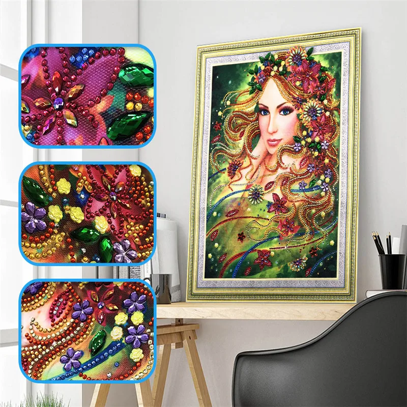 

Special shape diamond embroidery flower fairy DIY 5D partial cross stitch drill set crystal diamond painting 40X50CM