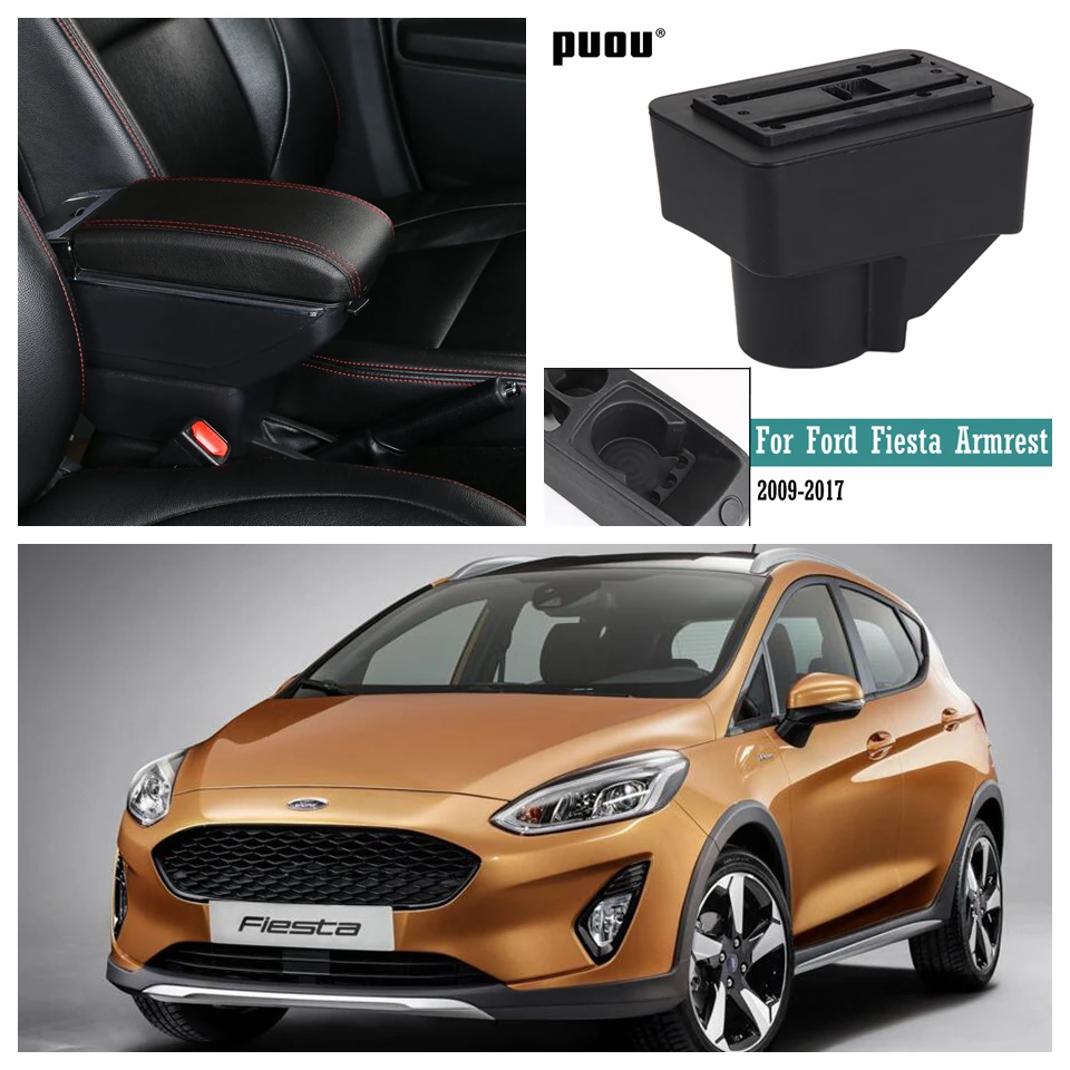 Подлокотник коробка для Ford Fiesta 2009- двухслойный центральный магазин центральная консоль коробка с подстаканником пепельница usb зарядка автомобильный Декор