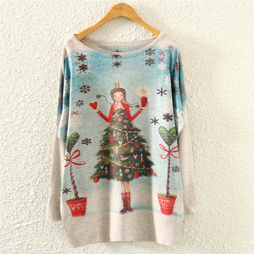 2017 Womens knitted Sweater Ladies Christmas Batwing Long Sleeve Color Loose Knit Sweater Knitwear Tops Pull Femme Sweater HTB1dnwIf6oIL1JjSZFyq6zFBpXas - 2017 Womens knitted Sweater Ladies Christmas Batwing Long Sleeve Color Loose Knit Sweater Knitwear Tops Pull Femme Sweater