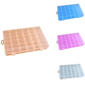 

36 Slots Clear Plastic Rhinstone Beads Holder Storage Box Nail Art Manicure Tools Jewelry Display Case Organizer