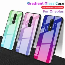 For Oneplus 7 Pro Case Luxury Tempered Glass Colorful Gradient Soft Silicone Frame Hard Back Cover For One plus 6T 6 1+6T 7 Case