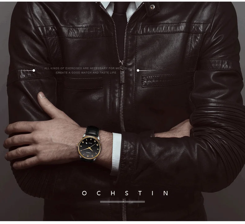 OCHSTIN новые модные мужские наручные часы Аналоговые кварцевые наручные часы спортивные часы с кожаным ремешком для мужчин montre homme