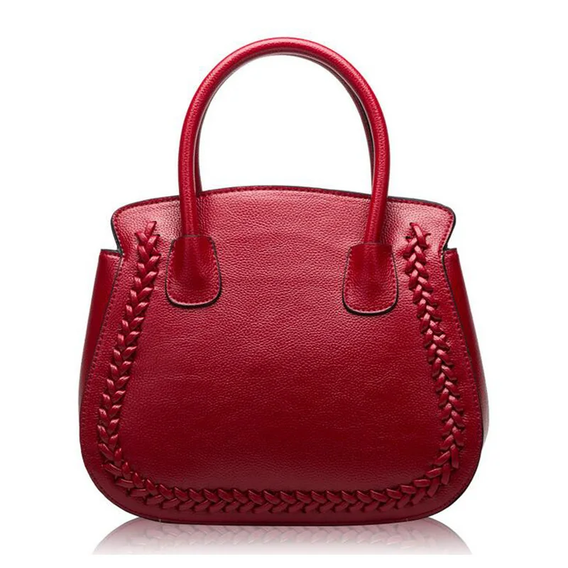 

Women Genuine Leather Handbag Tote Over Shoulder Crossbody Big Brand Red/Black Casual Designer Female Bolsas High Quality