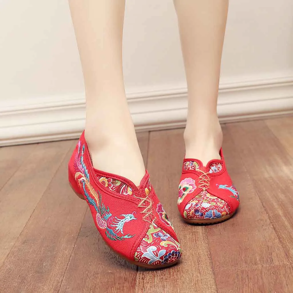 

2019 New Fashion Women's Fashion Slip On Wedges Embroider Casual Leisure Dance Comfortable Shoes Zapatos De Baile Para Mujer 15