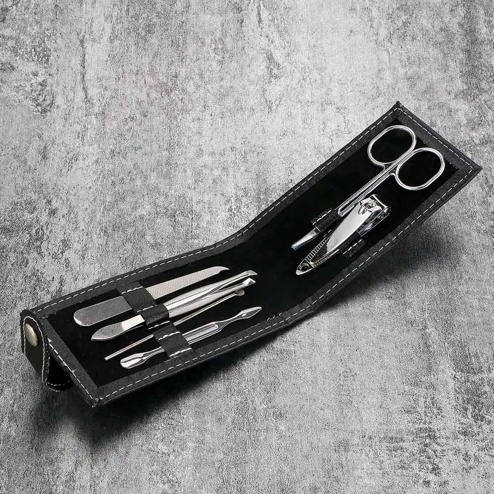

1 Set Woman Portable 6pcs Travel Kit Pedicure Manicure Set Nail Care Stainless Steel Professional Easy To Use Scissors Tools
