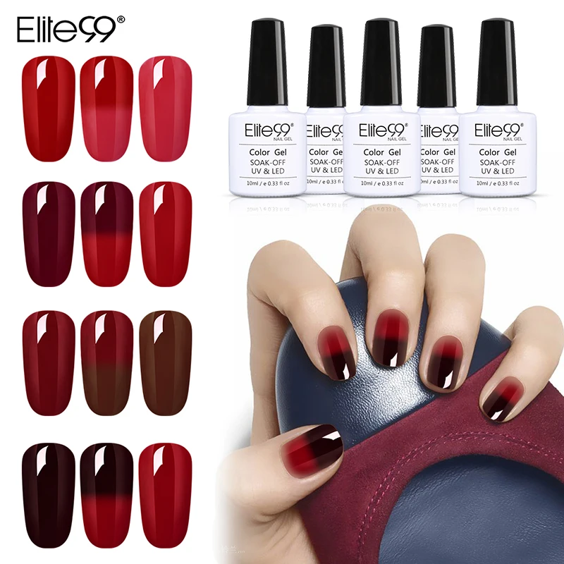 

Elite99 Color Change Wine Red Thermal Nail Gel Soak off UV Gel Polish Stamping Enamel Gelpolish LongLasting Hybrid Varnish 6pcs