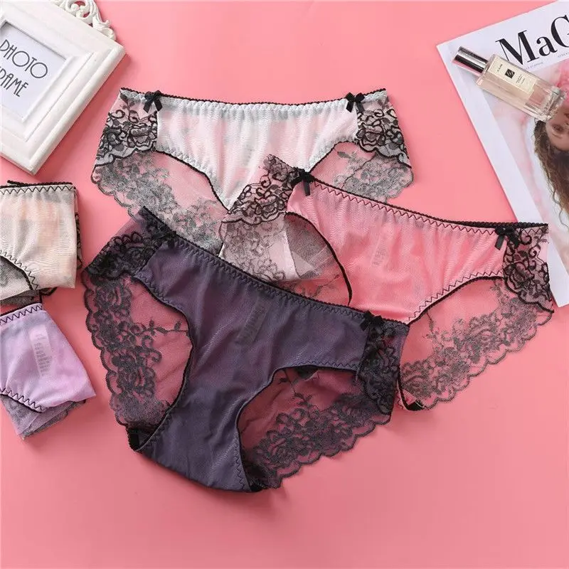 

Women Sexy Lace Panties Soft Lady Breathable Briefs Underwear Low-Rise Cotton Lingerie Panties