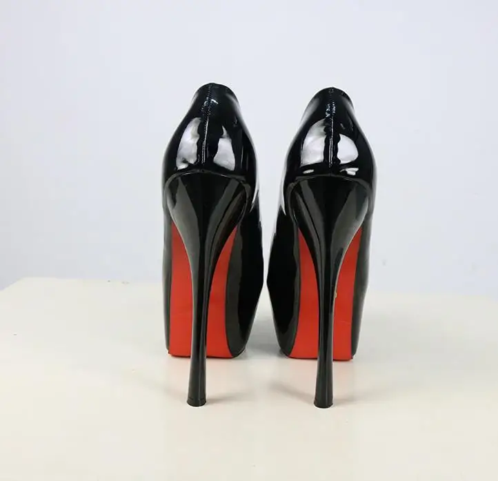 

Sharp shoes, single shoes, women's autumn shoes, ultra-high heels, internal waterproof platform, paint skin, light mouth, black